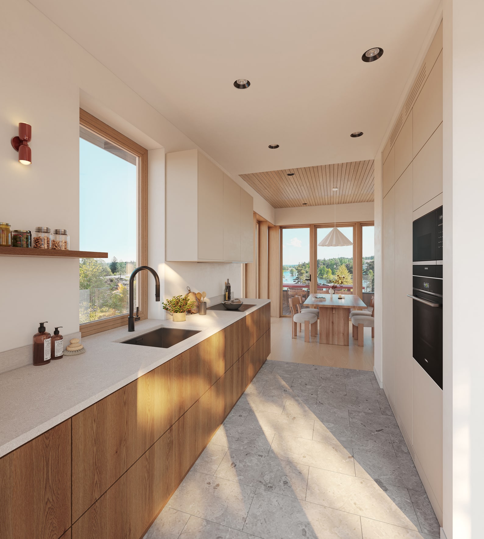 Kök och matplats med utsikt över vattnet Kök och matplats med utsikt över vattnet